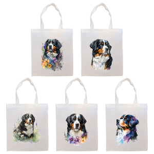 Canvas Tote Bag, Zippered With Handles & Inner Pocket, &quot;Bernise Mountain Dog&quot;