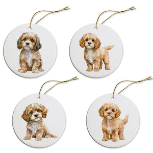 Dog Breed Specific Round Christmas Ornament, &quot;Cavapoo&quot;