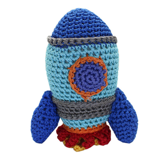 Knit Knacks Organic Cotton Pet, Dog & Cat Toy, &quot;Rocket Ship&quot;