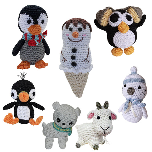 Knit Knacks Organic Cotton Pet & Dog Toys, &quot;Winter Friends Group&quot; (Choose from 7 options!)