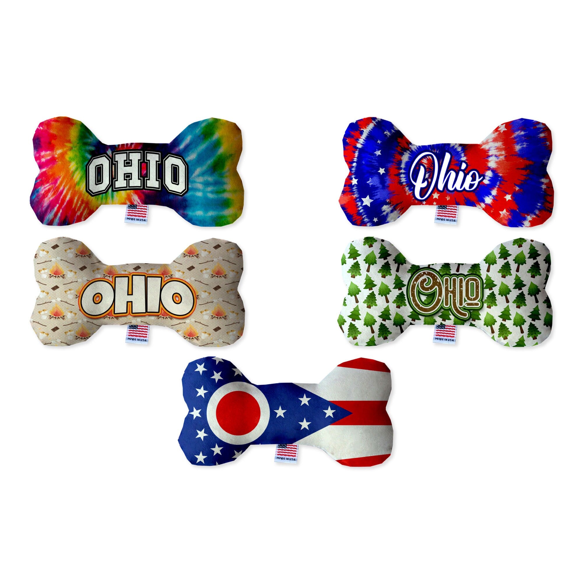 Pet & Dog Plush Bone Toys, &quot;Ohio State Options&quot; (Available in different pattern options)
