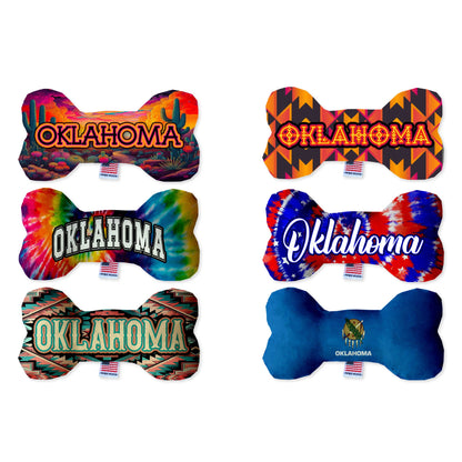Pet & Dog Plush Bone Toys, &quot;Oklahoma State Options&quot; (Available in different pattern options)