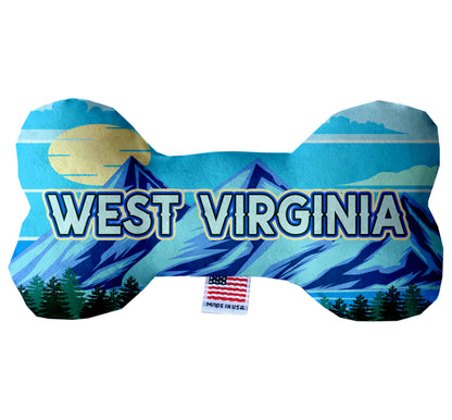 Pet & Dog Plush Bone Toys, "West Virginia State Options" (Available in different pattern options)