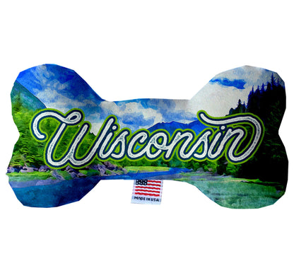 Pet & Dog Plush Bone Toys, "Wisconsin State Options" (Available in different pattern options)