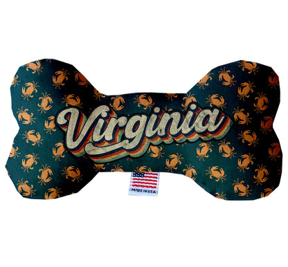 Pet & Dog Plush Bone Toys, "Virginia Coast" (Set 2 of 2 Virginia State Toy Options, available in different pattern options!)
