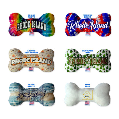 Pet & Dog Plush Bone Toys, "Rhode Island State Options" (Available in different pattern options)