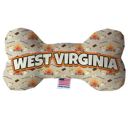Pet & Dog Plush Bone Toys, "West Virginia State Options" (Available in different pattern options)