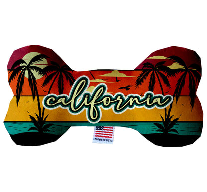 Pet & Dog Plush Bone Toys, "California Beaches" (Set 1 of 3 California State Toy Options, available in different pattern options!)