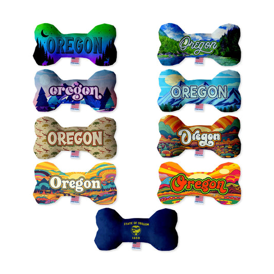 Pet & Dog Plush Bone Toys, &quot;Oregon Mountains&quot; (Set 1 of 2 Oregon State Toy Options, available in different pattern options!)
