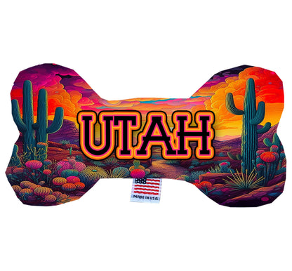 Pet & Dog Plush Bone Toys, "Utah Desert" (Set 2 of 2 Utah State Toy Options, available in different pattern options!)