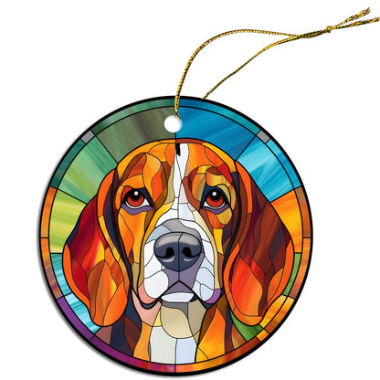 Dog Breed Christmas Ornament Stained Glass Style, "Beagle"