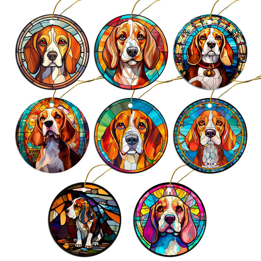 Dog Breed Christmas Ornament Stained Glass Style, &quot;Beagle&quot;