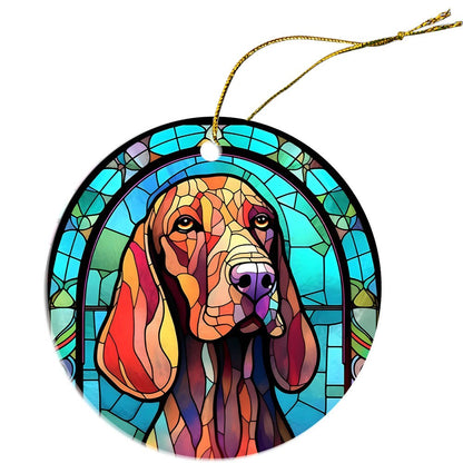 Dog Breed Christmas Ornament Stained Glass Style, "Bloodhound"