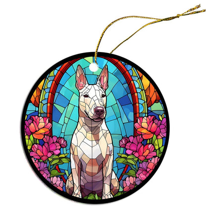 Dog Breed Christmas Ornament Stained Glass Style, "Bull Terrier"