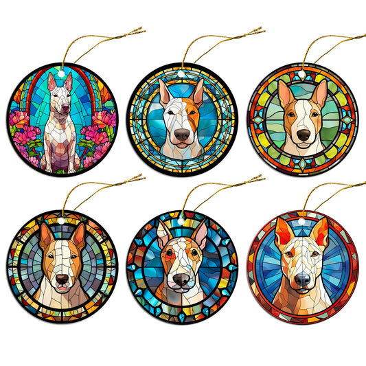 Dog Breed Christmas Ornament Stained Glass Style, &quot;Bull Terrier&quot;