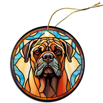 Dog Breed Christmas Ornament Stained Glass Style, "Bullmastiff"