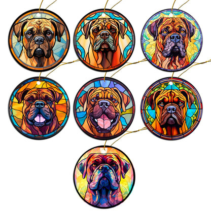 Dog Breed Christmas Ornament Stained Glass Style, &quot;Bullmastiff&quot;