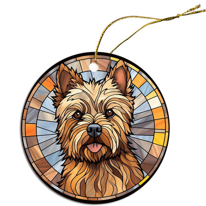 Dog Breed Christmas Ornament Stained Glass Style, "Cairn Terrier"