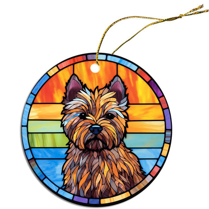 Dog Breed Christmas Ornament Stained Glass Style, "Cairn Terrier"