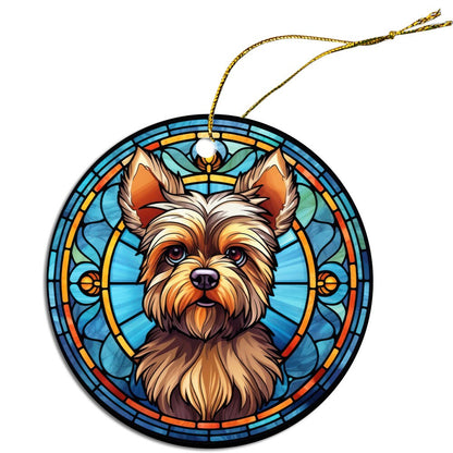 Dog Breed Christmas Ornament Stained Glass Style, "Cairn Terrier"