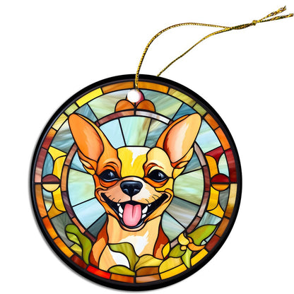 Dog Breed Christmas Ornament Stained Glass Style, "Chihuahua"