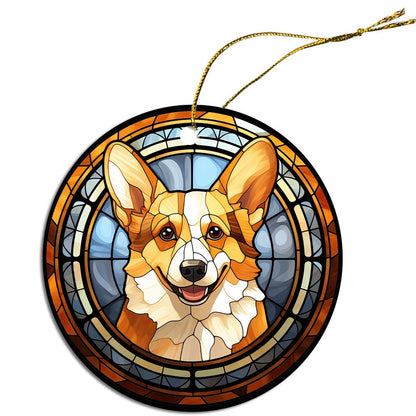 Dog Breed Christmas Ornament Stained Glass Style, "Corgi"