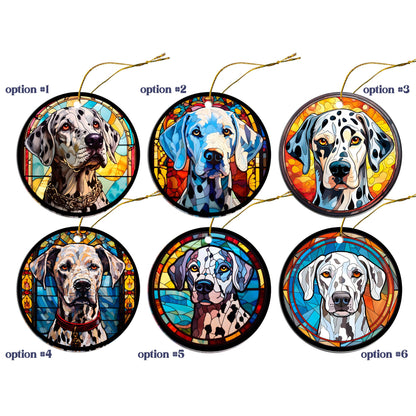 Dog Breed Christmas Ornament Stained Glass Style, "Dalmation"