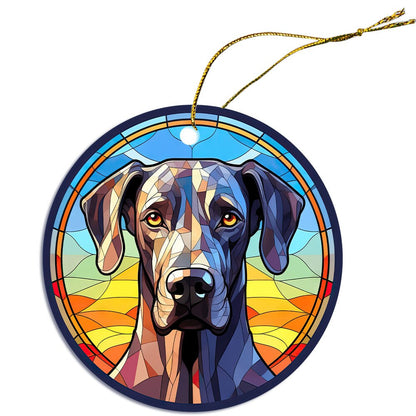 Dog Breed Christmas Ornament Stained Glass Style, "Great Dane"