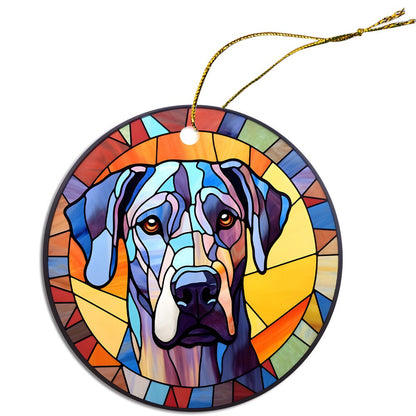 Dog Breed Christmas Ornament Stained Glass Style, "Great Dane"