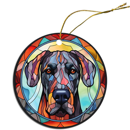 Dog Breed Christmas Ornament Stained Glass Style, "Great Dane"