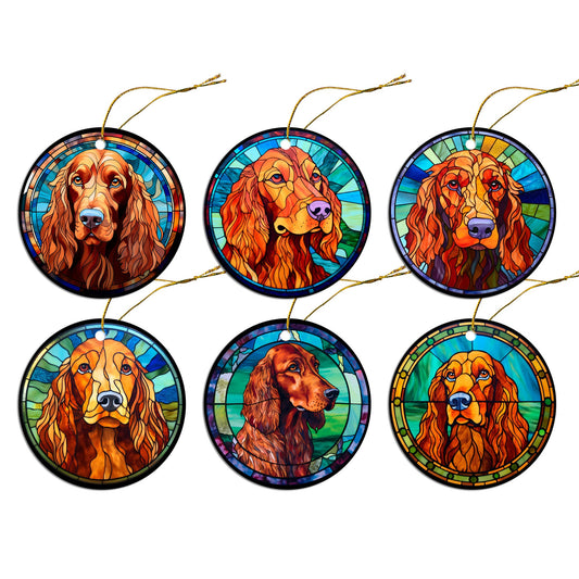 Dog Breed Christmas Ornament Stained Glass Style, &quot;Irish Setter&quot;