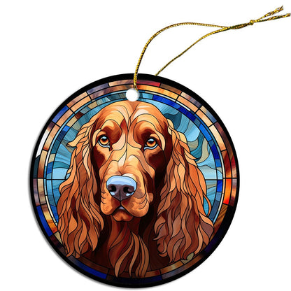 Dog Breed Christmas Ornament Stained Glass Style, "Irish Setter"