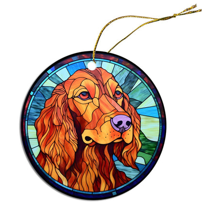 Dog Breed Christmas Ornament Stained Glass Style, "Irish Setter"