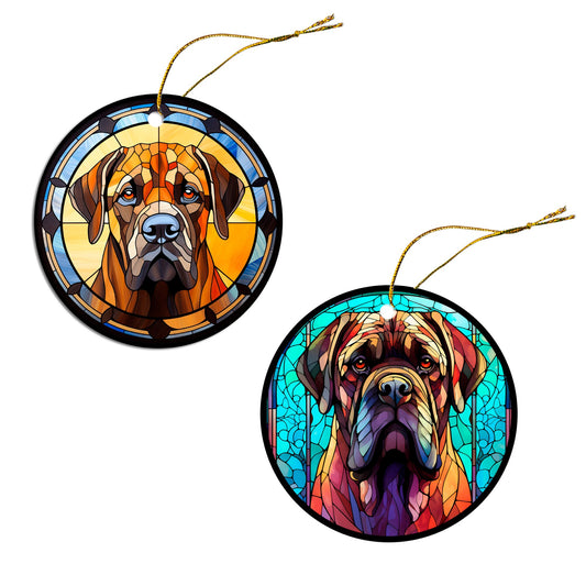 Dog Breed Christmas Ornament Stained Glass Style, &quot;Mastiff&quot;