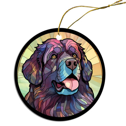 Dog Breed Christmas Ornament Stained Glass Style, "Newfoundland"