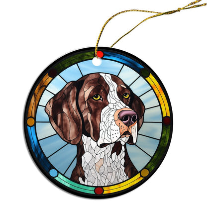 Dog Breed Christmas Ornament Stained Glass Style, "Pointer"