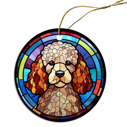 Dog Breed Christmas Ornament Stained Glass Style, "Poodle"