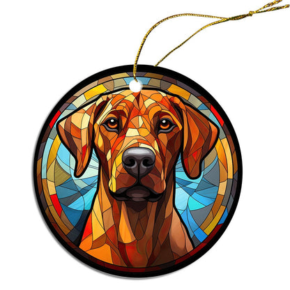 Dog Breed Christmas Ornament Stained Glass Style, "Rhodesian Ridgeback"