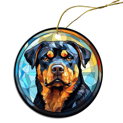 Dog Breed Christmas Ornament Stained Glass Style, "Rottweiler"