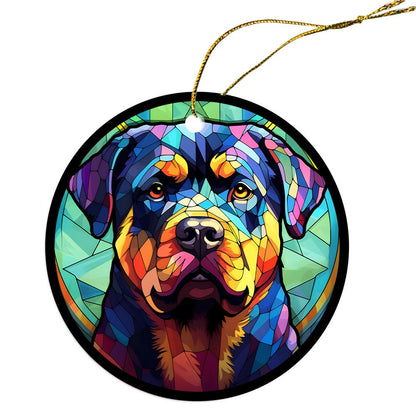 Dog Breed Christmas Ornament Stained Glass Style, "Rottweiler"