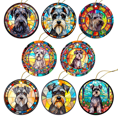 Dog Breed Christmas Ornament Stained Glass Style, &quot;Schnauzer&quot;