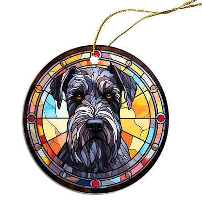 Dog Breed Christmas Ornament Stained Glass Style, "Schnauzer"