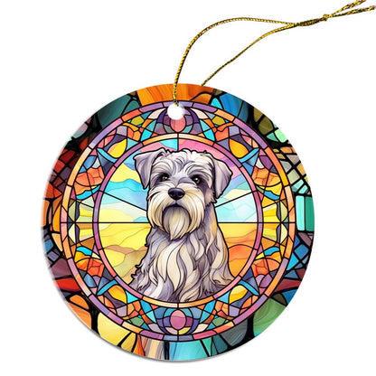 Dog Breed Christmas Ornament Stained Glass Style, "Schnauzer"