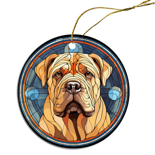 Dog Breed Christmas Ornament Stained Glass Style, &quot;Shar Pei&quot;