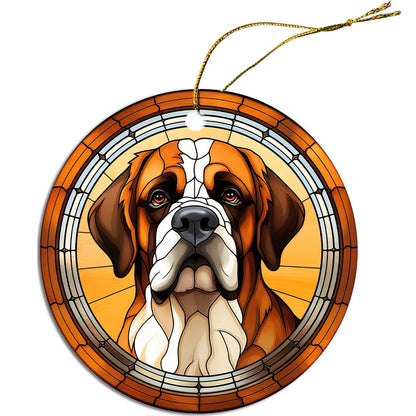 Dog Breed Christmas Ornament Stained Glass Style, "St. Bernard"