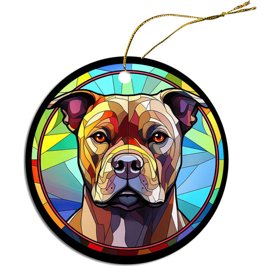 Dog Breed Christmas Ornament Stained Glass Style, &quot;Staffie&quot;