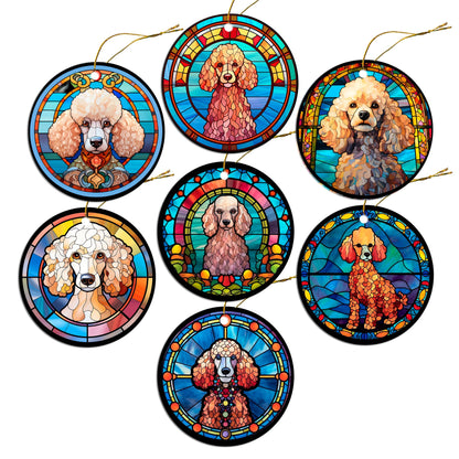 Dog Breed Christmas Ornament Stained Glass Style, &quot;Toy Poodle&quot;