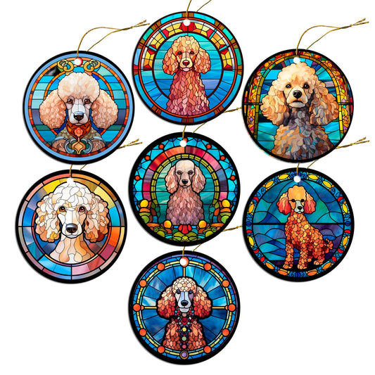 Dog Breed Christmas Ornament Stained Glass Style, &quot;Toy Poodle&quot;