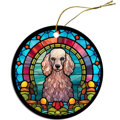 Dog Breed Christmas Ornament Stained Glass Style, "Toy Poodle"