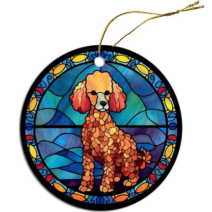 Dog Breed Christmas Ornament Stained Glass Style, "Toy Poodle"